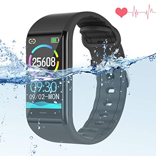 Fitness Watch with Blood Pressure Monitor,IP68 Waterproof Smart Bracelet Wristband Heart Rate Sleep Monitor Activity Tracker Pedometer Stopwatch Call SMS Reminder For Kids Women Men 1.14 inch