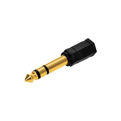 Monoprice 6.35mm 14 Inch Male TRS Stereo Plug to 3.5mm 18 Inch Female TRS Stereo Jack Adapter, Gold Plated, Black