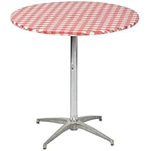 Kwik-Covers 30" Round Fitted Plastic Table Covers, Bundle of 5 (Red Gingham)