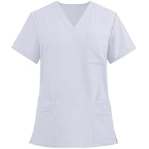 Scrub Tops for Men Women V-Neck Scrubs Unisex Stretch Nursing Shirts Medical Uniform Workwear with 3 Pockets