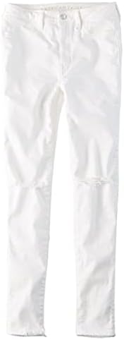 American Eagle AE Womens 2465 Super Stretch Ripped Knees Hi-Rise Jegging Jeans White Out Destroyed US 14 Regular,Washed Black Wash