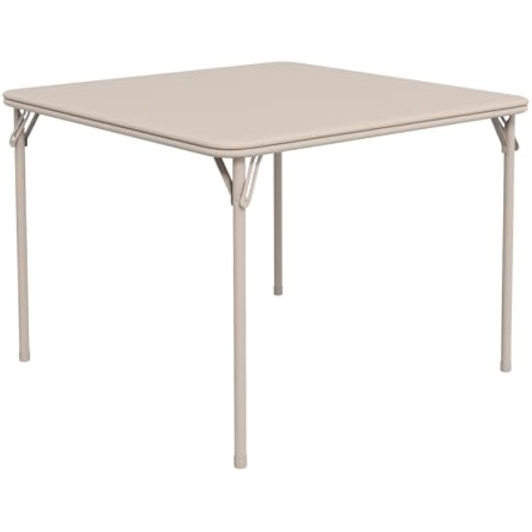 Folding Card Table, 34 Inch Portable Square Game Table with Collapsible Legs, Multifunctional Foladable Table with PU Padded Tabletop for Home, Parties, Picnics, Games, 1 Piece, Beige