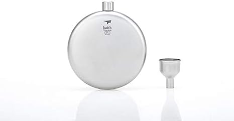 Keith Ti9302 Grade 1 Pure Titanium Round Flask with Funnel - 5 fl oz