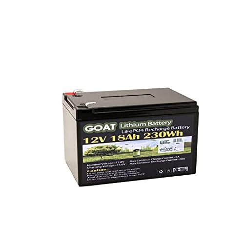 Goat Lithium Battery |12V 18AH|LiFePO4 Rechargeable Battery | Maintenance-Free | Perfect for Solar, UPS, RV, Boat, CCTV, Consumer Electronic, Medical Mobility, Golf Carts, Generator