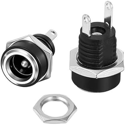 10 Pack DC Power Jack Panel Mount Connector, 5.5mm x 2.1mm DC Power Supply Jack Socket Female Panel Mount Connector 2 Pin Socket Electrical Plug
