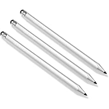 Pro Stylus Capacitive Pen Upgraded Works for Electronic Rechargeable with Custom High Precision Touch Full Size 3 Pack! (Silver)
