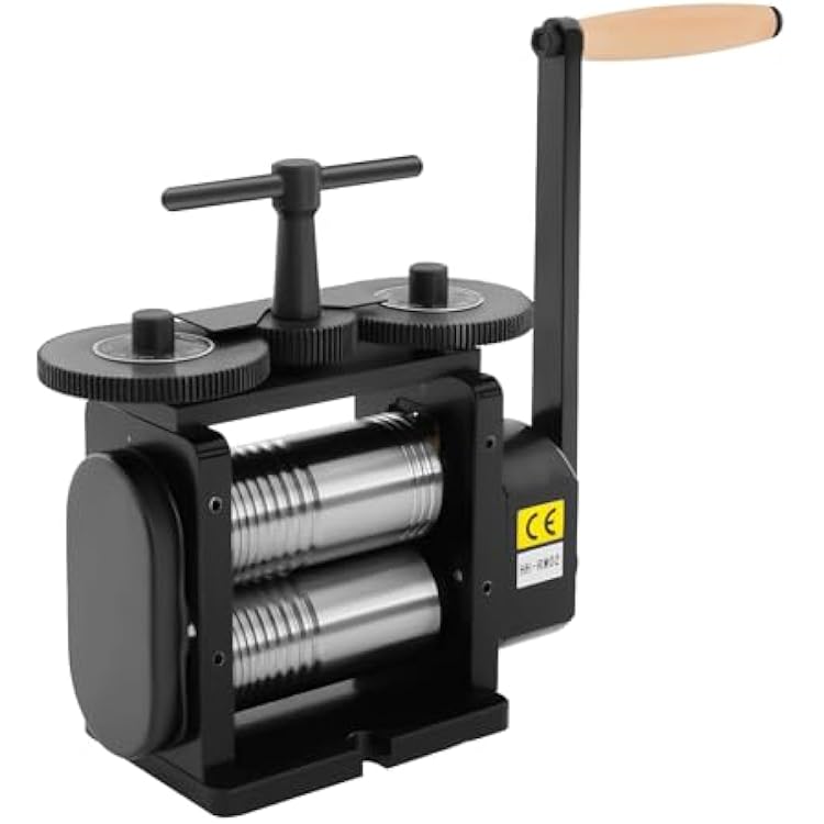 Manual Jewelry Rolling Mill Machine, Manual Combination Rolling Mill Machine 130mm Wide 65mm Diameter Rollers, Maximum 5 mm Opening Jewelry DIY Tool Making Machine Designed for Jewelers