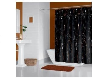 Tropical Home Black Marble Patterned Bathroom Curtain, 180x200cm Shower Curtain-single Wing Shower Curtain-c Ring Gift