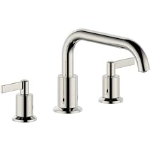Bathtub Faucet with Valve, 2-Handle Widespread Roman Tub Faucet,3 Hole Deck Mount Roman Bathtub Faucet,Polished Nickel,RF-3055-PN