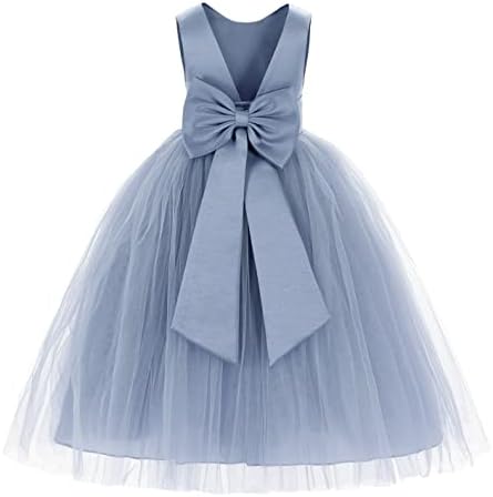 ekidsbridal V-Back Satin Tulle Flower Girl Dresses for Toddlers Holy Baptism Gown 219