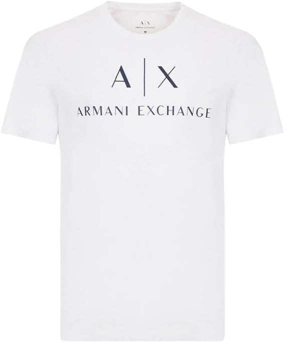 Armani Exchange Men's Classic Crew Logo Tee T Shirt, White, Large