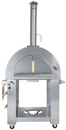 Kokomo Grills 32 Inch Dual Fuel Gas Wood Fired Pizza Oven | 304 Stainless Steel 35,000 BTUs Outdoor Oven with Temperature Gauge | Gas or Wood Fired Oven for Portable Backyard, Barbecue and Party