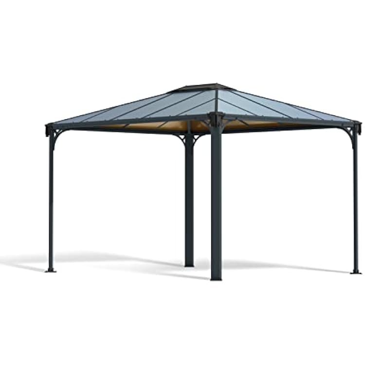 Palram - Canopia Martinique 10x12 Gazebo: Outdoor Patio Canopy with Aluminum Metal Frame, Polycarbonate Roof, Bronze Panels, UV Protection, Rain Gutters, Vents, Year-Round Use, Easy DIY, GrayBronze