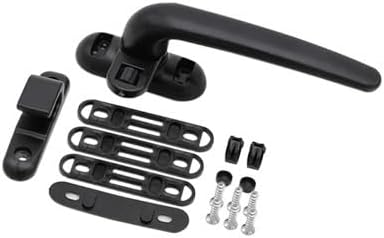 Window Handle, 1Set Aluminum Alloy with Lock Casement Wheel Replacement Parts Sliding Door Window Hardware Home Improvement Window Handles(Black,Right)