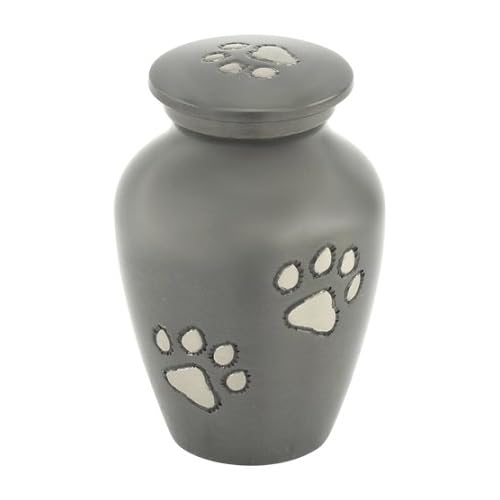 Classic Slate Pet Keepsake Cremation Urn for Ashes, Brass, Gray Urn, Dog Urn, Cat Urn, Keepsake Sized Pet Urn, 2.75 Inches High