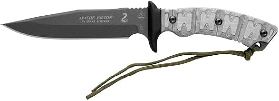 Tops Knives TPAFAL01: Apache Falcon Fixed Blade - Black Ballistic Nylon Sheath - Black Linen Micarta Handle