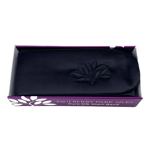 Mulberry Park Silks Glam Band - Spa Headband for Face Washing, Makeup Routine, Skin Care Treatments - 100% Grade 6A, 22 Momme Silk - Black