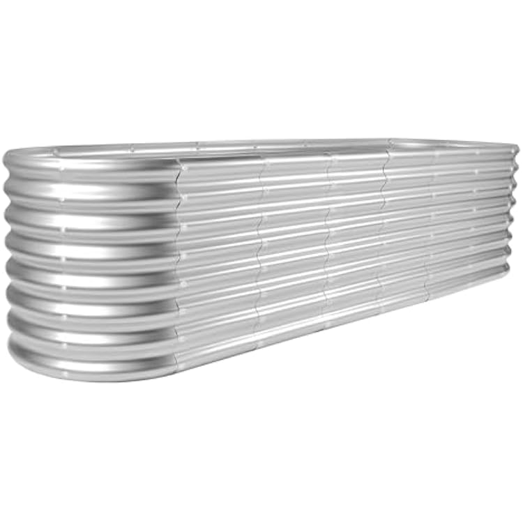 Land Guard 822ft Galvanized Raised Garden Bed Kit, Raised Garden Boxes Outdoor, Oval Metal Raised Garden Beds for Vegetables, Silver