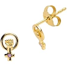 Awe Inspired Woman Power Stud Earring Pair | Gold Vermeil