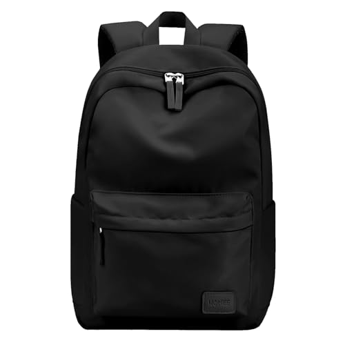 HOMIEE Lightweight Casual Laptop Backpack Fits 15.6 Inch Computer, Water-Resistant Small Daypack Cute Unisex Bookbag for College Work Travel, Black