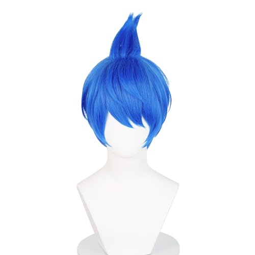 Probeauty Short Blue Wig Layered Anime Costume Wig for Halloween Cosplay Party