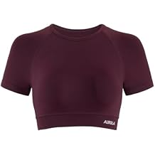 AUROLA Influence Crop Top Workout Shirts for Women, Ultra-Soft Seamless Gym T Shirts Short Sleeve Running Workout Tops