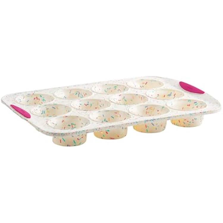 Trudeau Structured Silicone Muffin Pan, 12 Cup, ConfettiFuschia