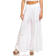 Angie Women's Angie Women's Wide Leg Pants with Leg Inserts