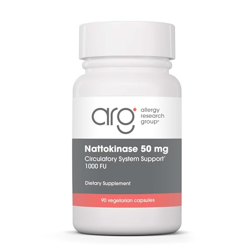 Allergy Research Group ARG Nattokinase 50 mg - Supplement to Support Healthy Circulation - Delivers 50 mg Nattokinase NSK-SD from Fermented Soybeans per Serving - 45 Servings - 90 Capsules