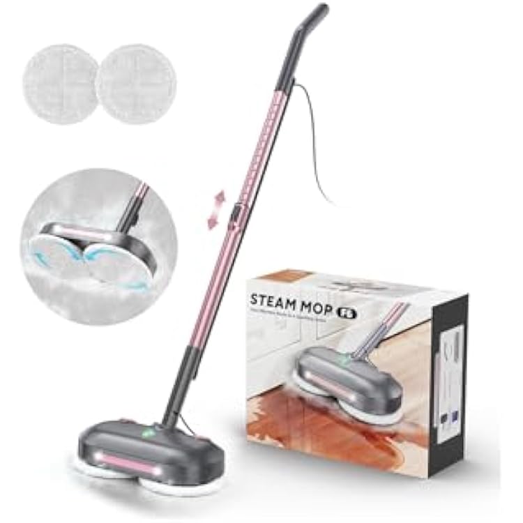 Scrubbing Steam Mop with Rotating Pads,All-in-One Spin Steam Cleaner for Floor Cleaning,Large Tank,23FT Cord, LED Headlights,Reusable Pads & Self-Standing,Safe for Hard FloorLaminateMarble