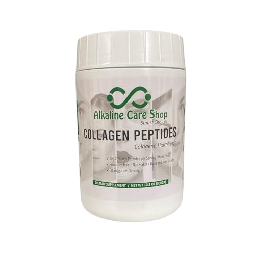 Alkaline Care |Hydrolyzed Collagen Peptides for Women & Men |Multi-Type Unflavored Collagen Powder Protein for Hair, Bones, Skin, Nails & Joints | 10g Collagen Peptides per Serving | 10.5Oz 300g