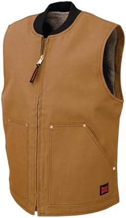 Tough Duck Lined Vest - Heavy-Duty Workwear for Cold Conditions | Insulated, Durable, Weather-Resistant | Cotton 12 oz, Brown, Small