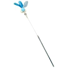 CHICTRY Cat Stick Toy Cats Teaser Wand Toys Interactive Pet Toys Indoor Cats and Kitten Wand Feather Long Stick B Blue One Size