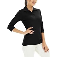 MOHEEN Women's Polo Shirt UPF 50+ Quick Dry Moisture Wicking 3/4 Sleeve Golf Sun Shirts Athletic Casual Work S-2XL