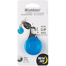 Nite IZE Wearabout Clippable Tracker Holder, Apple AirTag Holder with Locking Carabiner, Locate Keys, Luggage and More, Blue