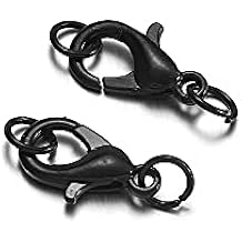 50Pcs 10 12 14 mm Lobster Clasps Hooks with Jump Rings End Clasps Connectors for DIY Jewelry Finding Making Supplies Accessories (Black, 14x7mm)