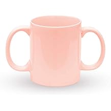 ANCIENT IMPEX Ceramic Dual Handle Mug for Secure Hold | BPA-FREE Double Handled Ceramic Mugs to Aid Tremors | 11.83 US Fl. Oz. (350 Ml) - Peach Color