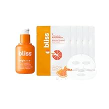 Bliss Vitamin C Glow Boosting Set Bright Idea Serum with Tri-Peptides (1 oz) + 5-Pack of Vitamin C-Infused Sheet Masks Brightening & Hydrating Skincare for Radiant, Even-Toned Skin