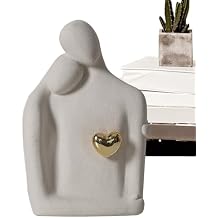 Adornos para Sala Modernos, Ceramic Couple Figurines, Simple Creative Couple Character Ornament, Living Room Bookshelf Home Decor (A)