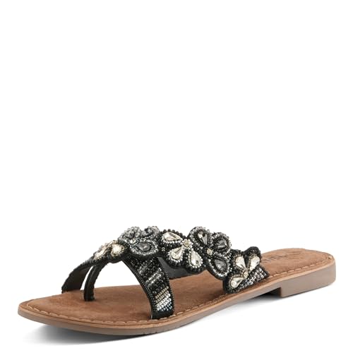 Azura Womens SWEETUMS Beaded Slide Sandals Vibrant Floral Design, Suede Footbed, Lightweight Toe Loop Sandals