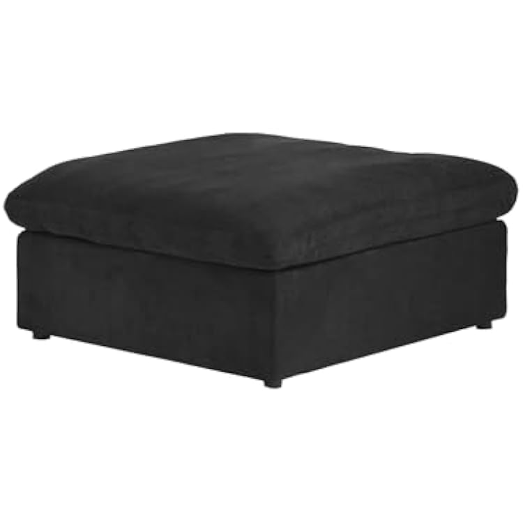 Premium Upholstered Storage Ottoman - 40.14x40.14x18.5, 77.4 lbs, Detachable Slipcover, Velvet Fabric, Multi-Layered Board & Pine Wood Frame, Black