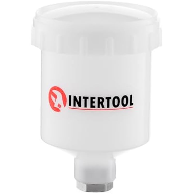 INTERTOOL Paint Gun Cup, HVLP, 125 ml  125cc, Mini, 14 1 mm Thread, Replacement Holder Pot for Most Gravity Feed Small Sprayers, Plastic, Semi-Transparent PT08-1900