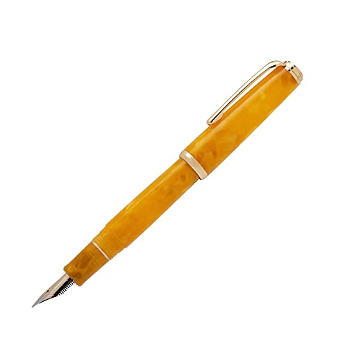 Hongdian N1 Orange Resin Fountain Pen, Extra Fine Nib Classic Pen, Includes Metal Box and Ink Converter Smooth Writing Pen