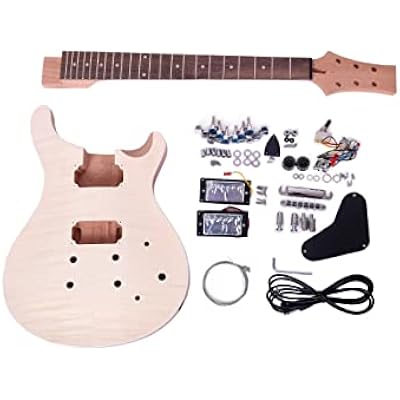 PRS Style DIY Electric Guitar kits,Mahogany Body, Mahogany Neck and Rosewood Fingerboard, H-H Pickup Configuration, Natural with Tiger Stripes