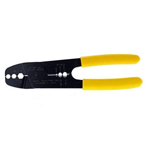 IDEAL Electrical 30-433 Coax Strip and Crimp Tool - 12.5 in., Precision Wire Crimper, Coaxial Cable Stripper with 3 Crimping Nests, Textured Grip