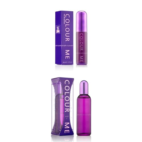 COLOUR ME Purple Fragrance Set by Milton-Lloyd - EDP Spray Perfumes for Women - Chypre Fruity Scent - Notes of Bergamot, Watermelon, Rose, Patchouli, and Jasmine - for Elegant Ladies - 2 pc