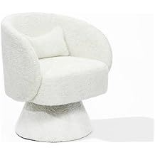 LuxenHome Swivel Barrel Accent Chair, Club Swivel Chair with Upholstered, Boucle Accent Chair with 360 Wood Base, Arm Chairs for Living Room Bedroom Nursery, Accent Sofa Chairs, Cream