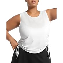 Plus Size Tank Tops for Women Drawstring Sleeveless Quick Drying Tennis Shirts Loose Fit Running Golf Pickleball Outfits
