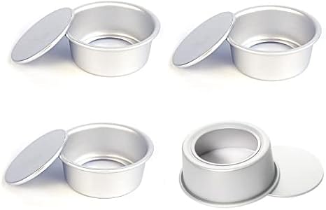 8 Packs 4" Aluminium Round Cake Pan Chiffon Cake Mold Baking Mould with Removable Bottom for Bread Cake Baking