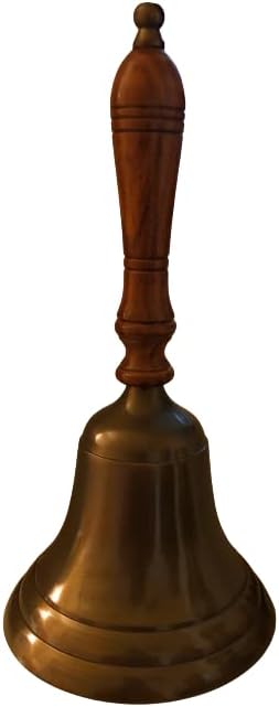 Nautical Brass Bell Antique & Wooden Handle 5.5 "-Nautical Brass Bells, 4" Nautical Bell Decoration